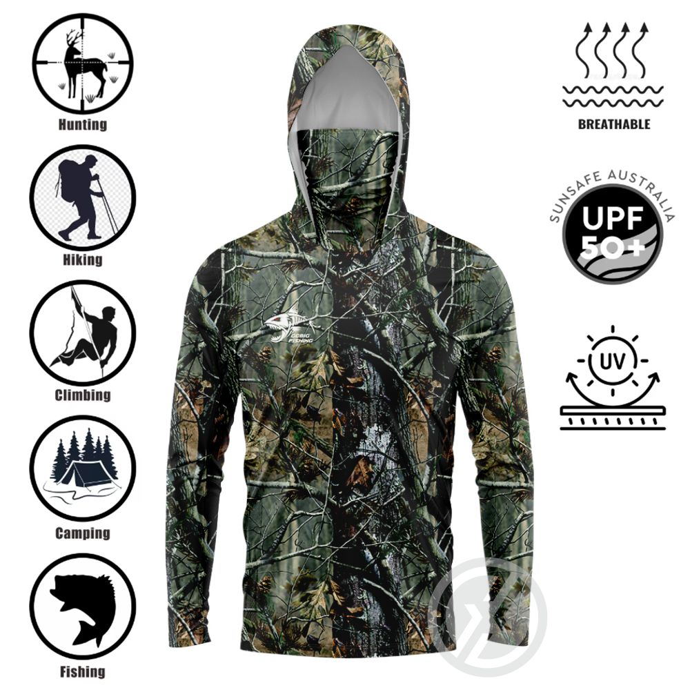 UPF50+ Hooded Fishing Shirt Bu - Tee Graphic Print ulasan dan harga