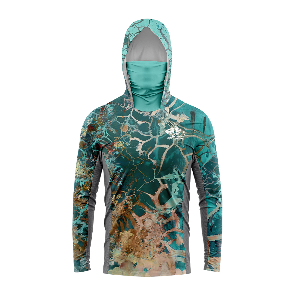 UPF50+ Hooded Fishing Shirt Bu - Tee Graphic Print ulasan dan harga